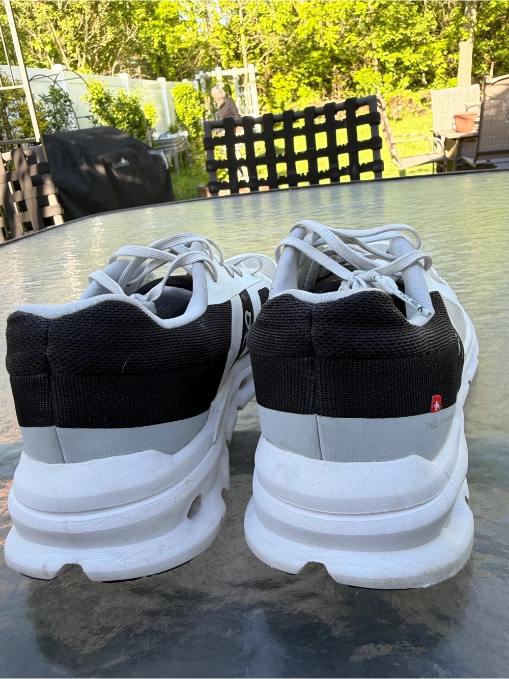 On Men's Cloudrunning Shoes in White, Gray & Black - Picture 12 of 14